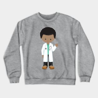 African American Boy, Doctor, Lab Coat, Medicine Crewneck Sweatshirt